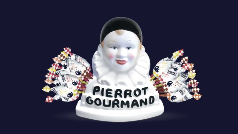 Coffret gourmandise Pierrot Gourmand : buste en céramique et 40 sucettes